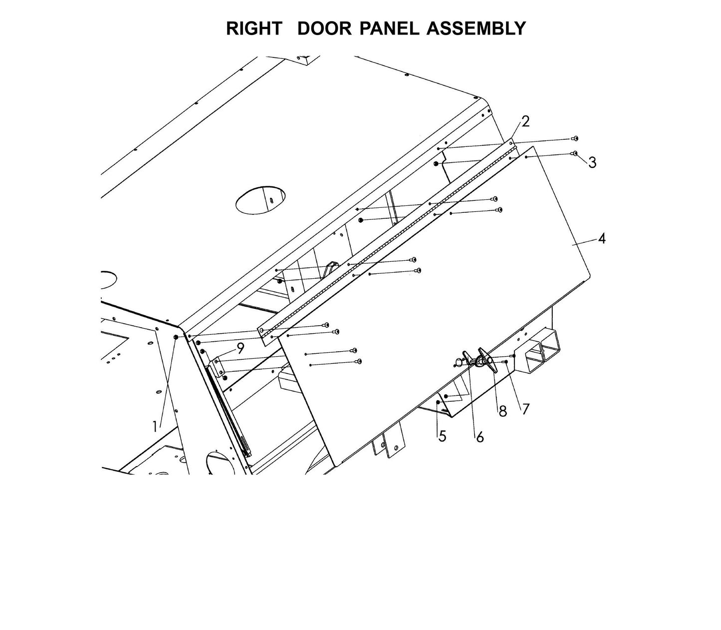 Maxi-Lite 15330 and 20330-Right Door Panel Assembly Parts By Allmand