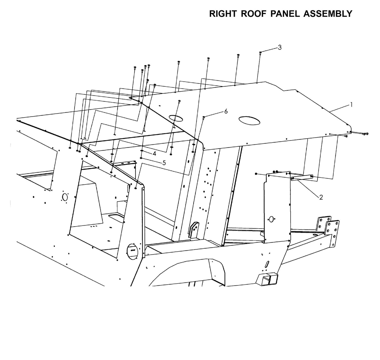 Maxi-Lite 15330 and 20330-Right Roof Panel Assembly Parts By Allmand