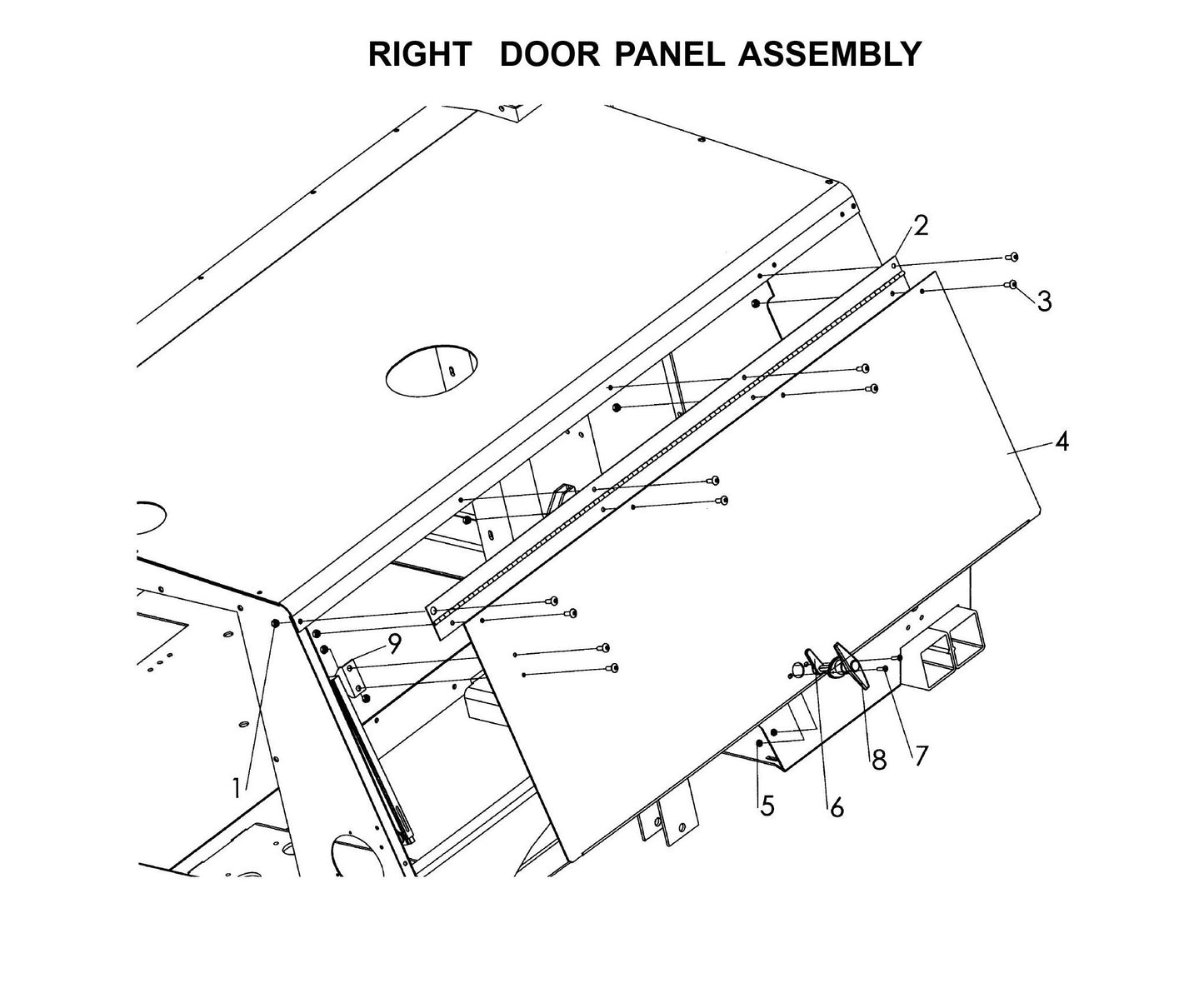 Maxi-Lite Laydown 15-20KW-Right Door Panel Assembly Parts By Allmand