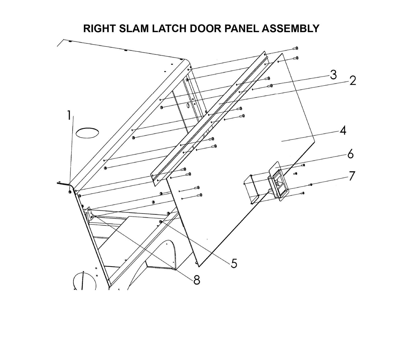 Maxi-Lite Laydown 6-8KW-Right Slam Latch Door Panel Assembly Parts By Allmand