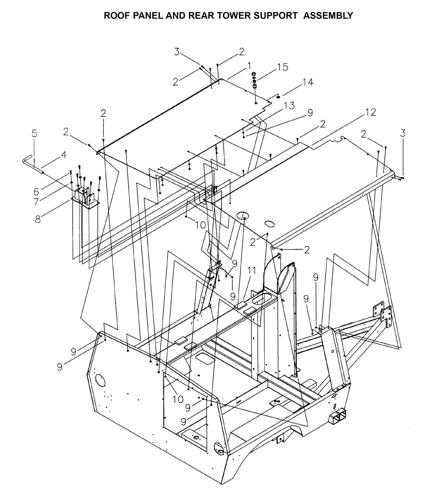 Maxi-Lite Hydraulic Tower-Roof Panel and Rear Tower Support Assembly Parts By Allmand