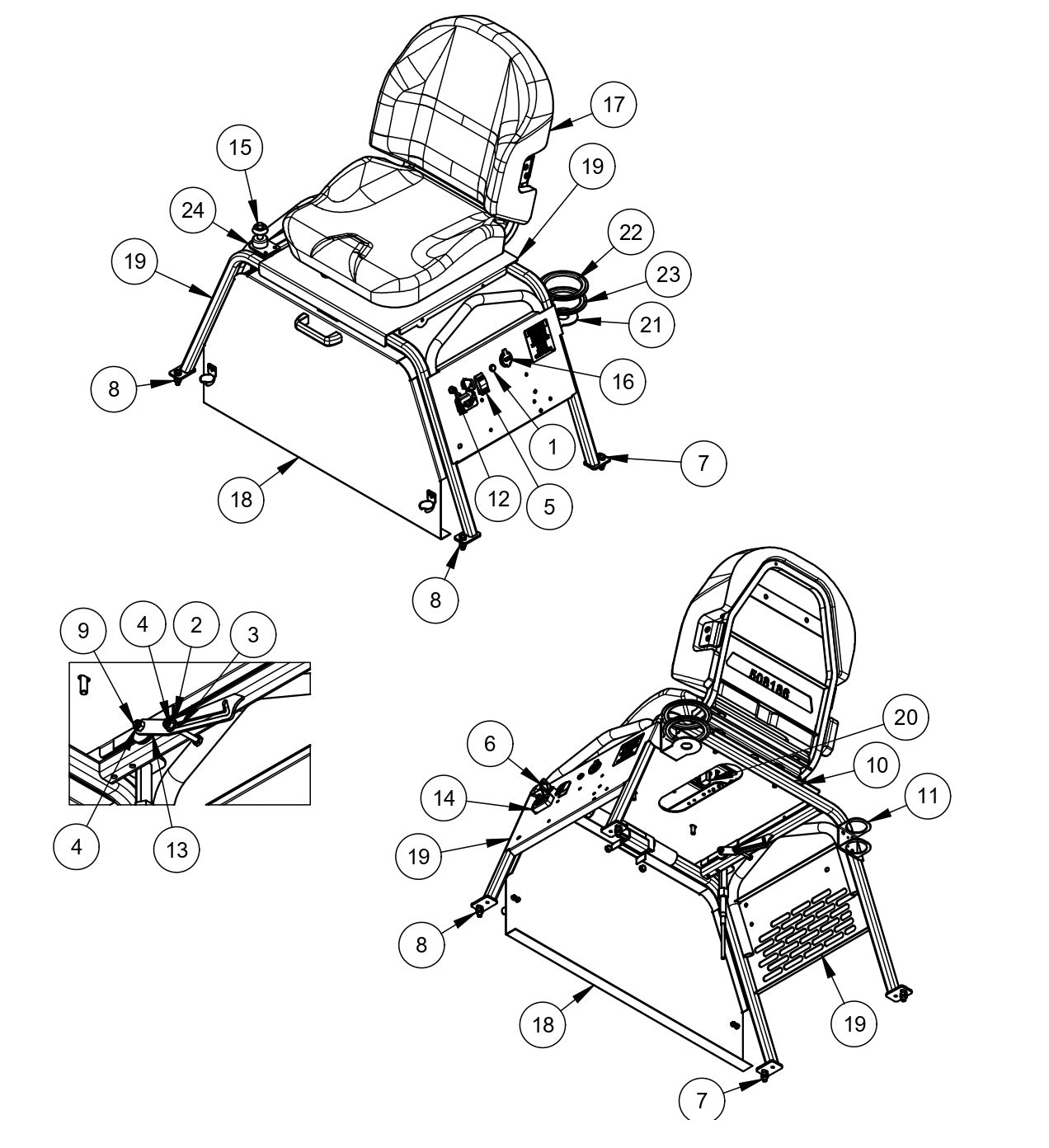 RP235 Polishing Trowels Seat Frame Assembly Parts by Allen Engineering