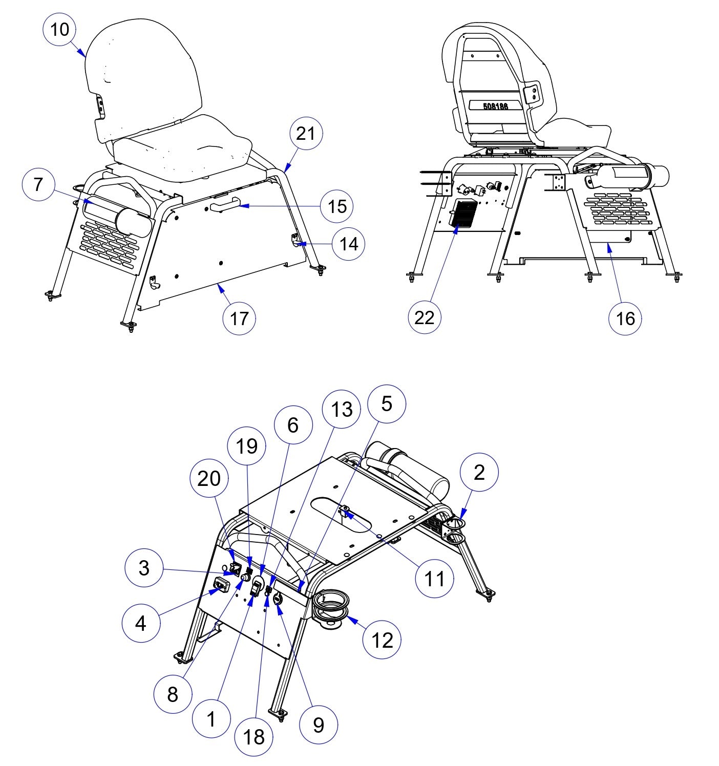 MP215 Mechanical Pro Riders Seat Frame Assembly Parts by Allen Engineering