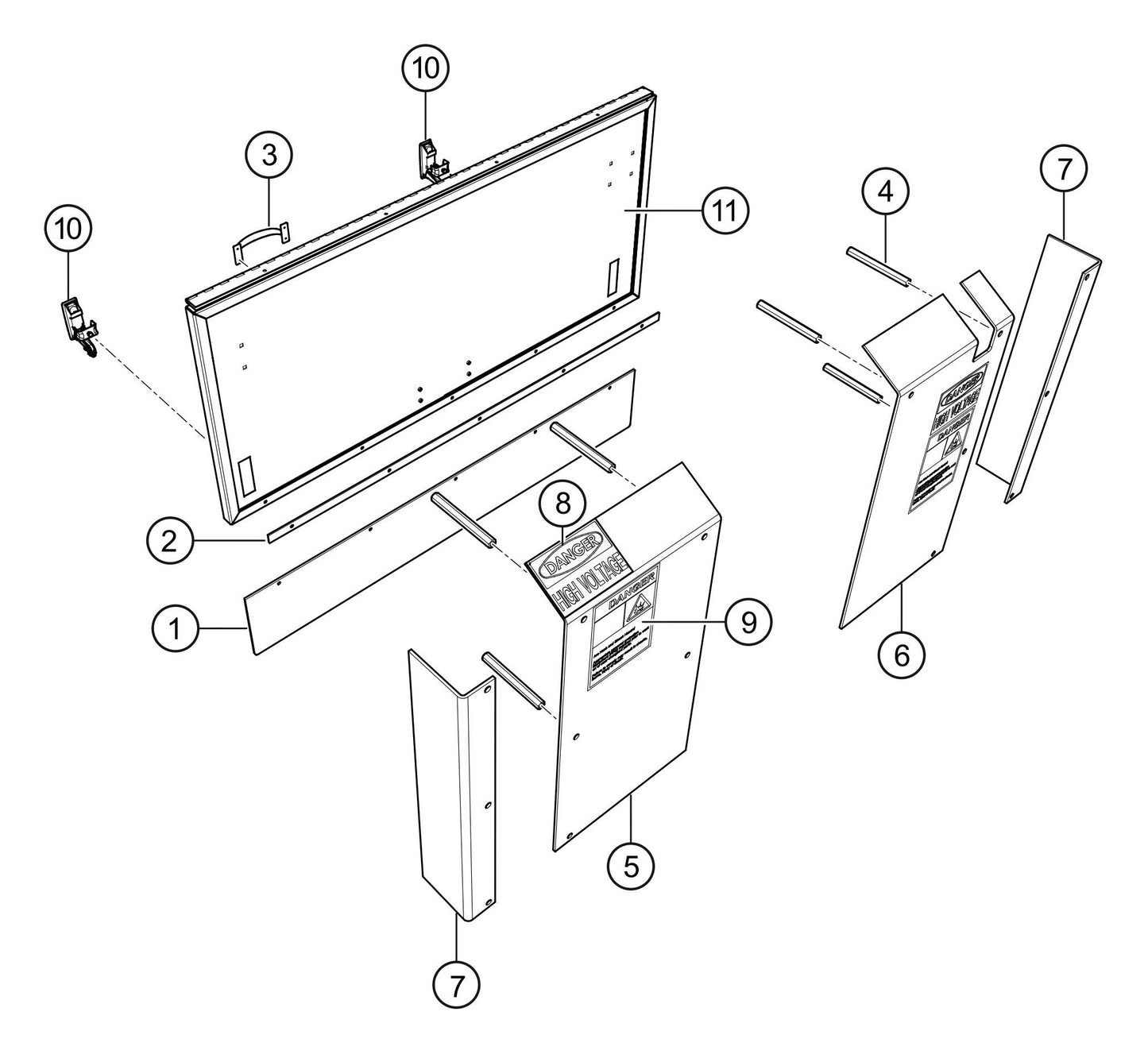 SG1400C4F & SG1600C4F Waterfall Bus Door Lexan Panels Assembly Parts