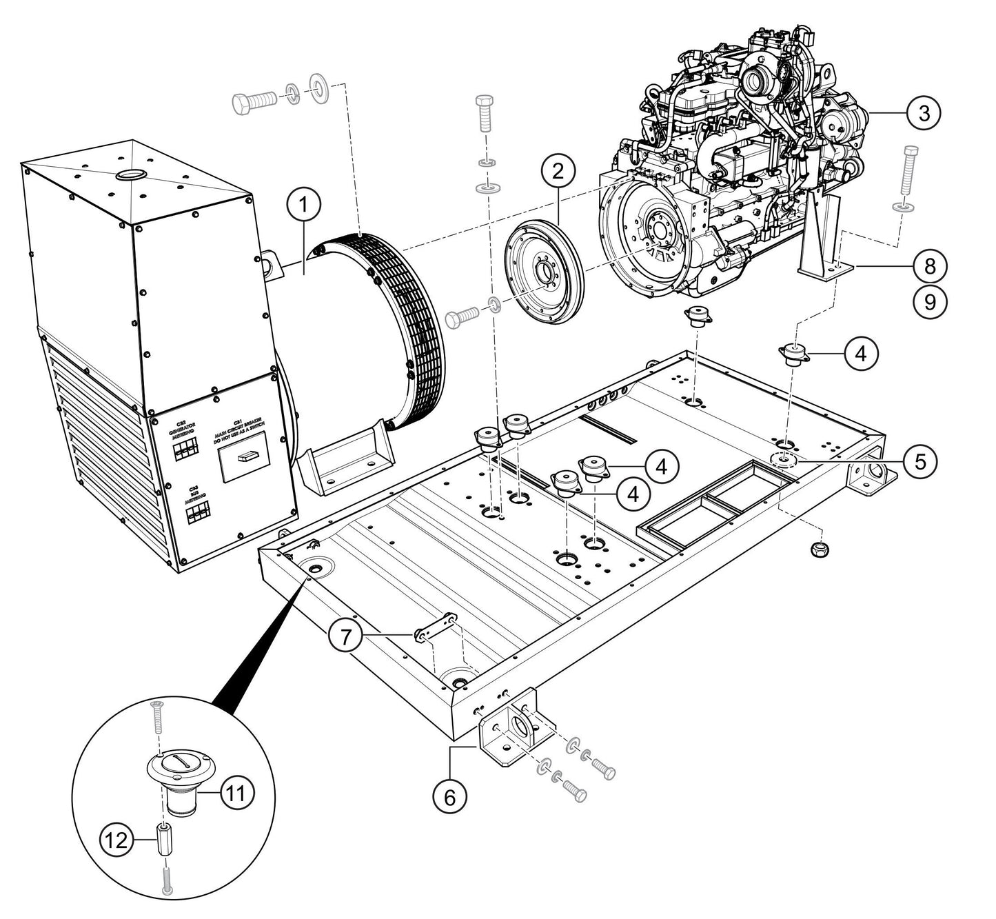SG1400C4F & SG1600C4F Engine/Generator Mounting Assembly Parts