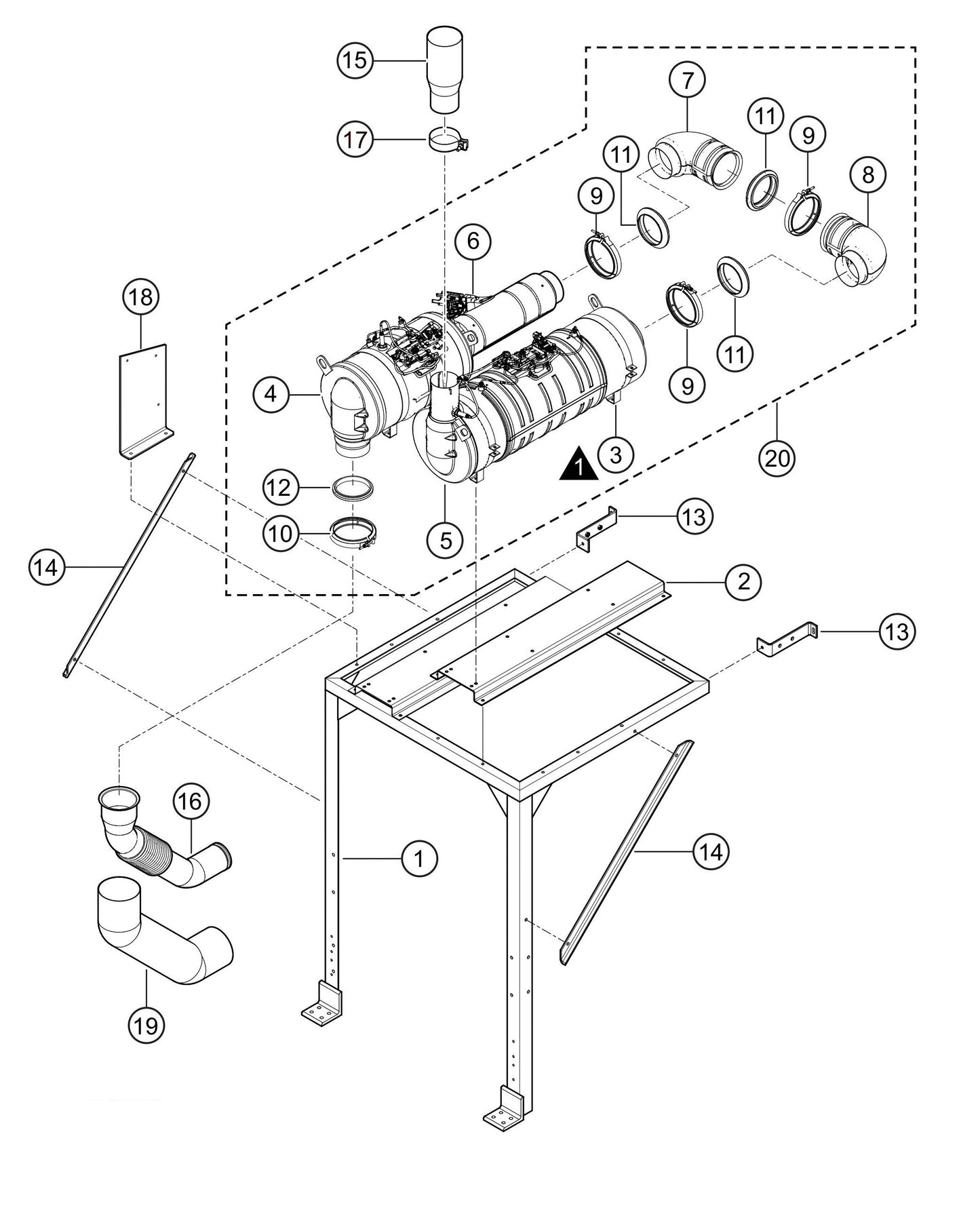 SG1400C4F & SG1600C4F Exhaust System Assembly Parts