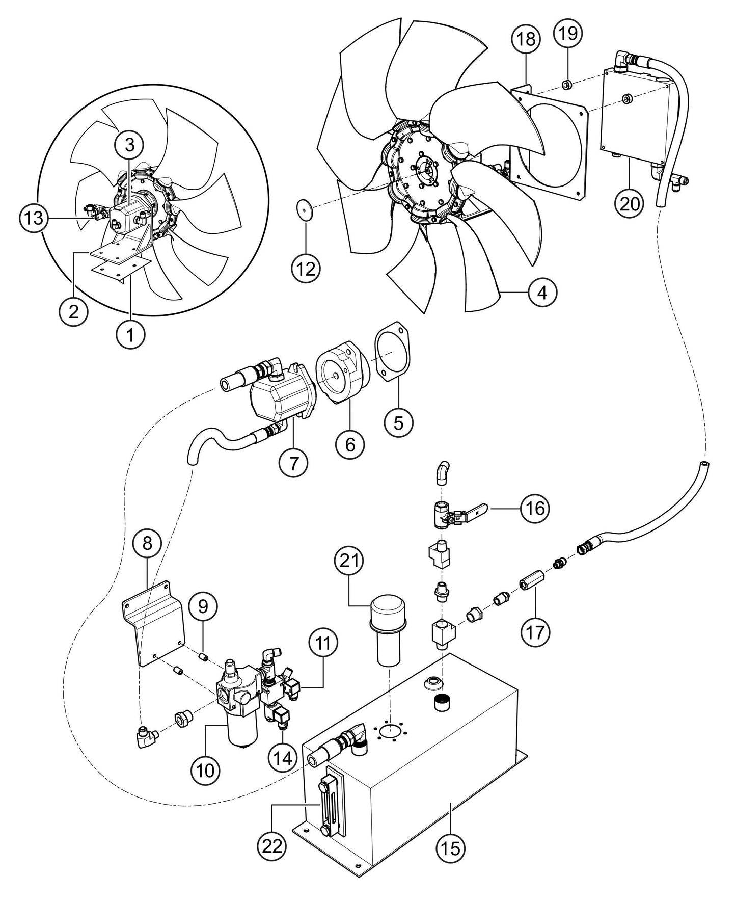 SG1400C4F & SG1600C4F Hydraulic Fan, Pump and Controller Assembly Parts