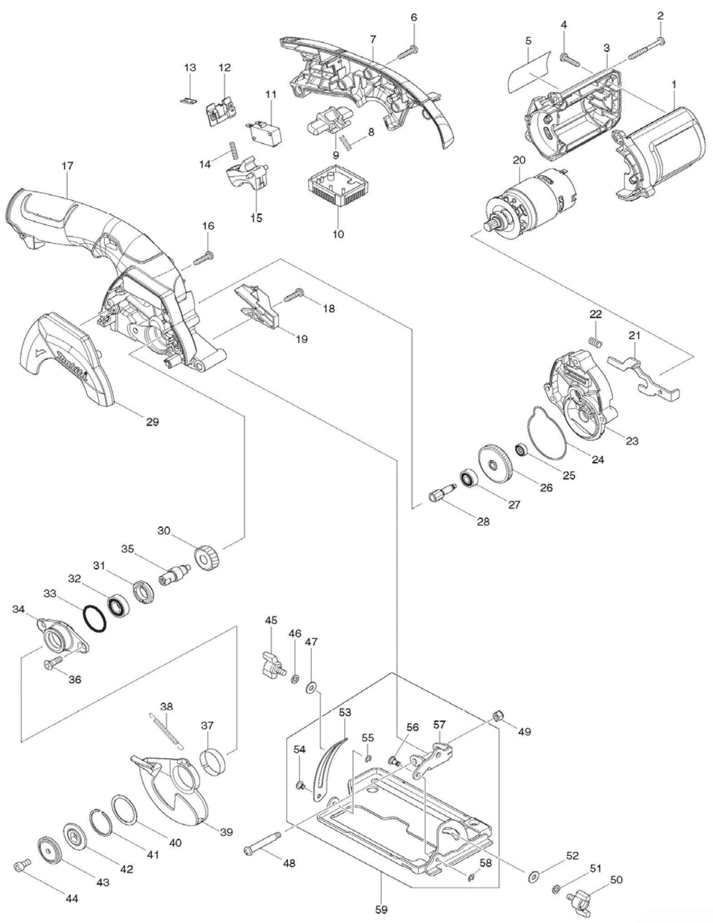 SH01ZW Circular Saw Assembly Parts By Makita