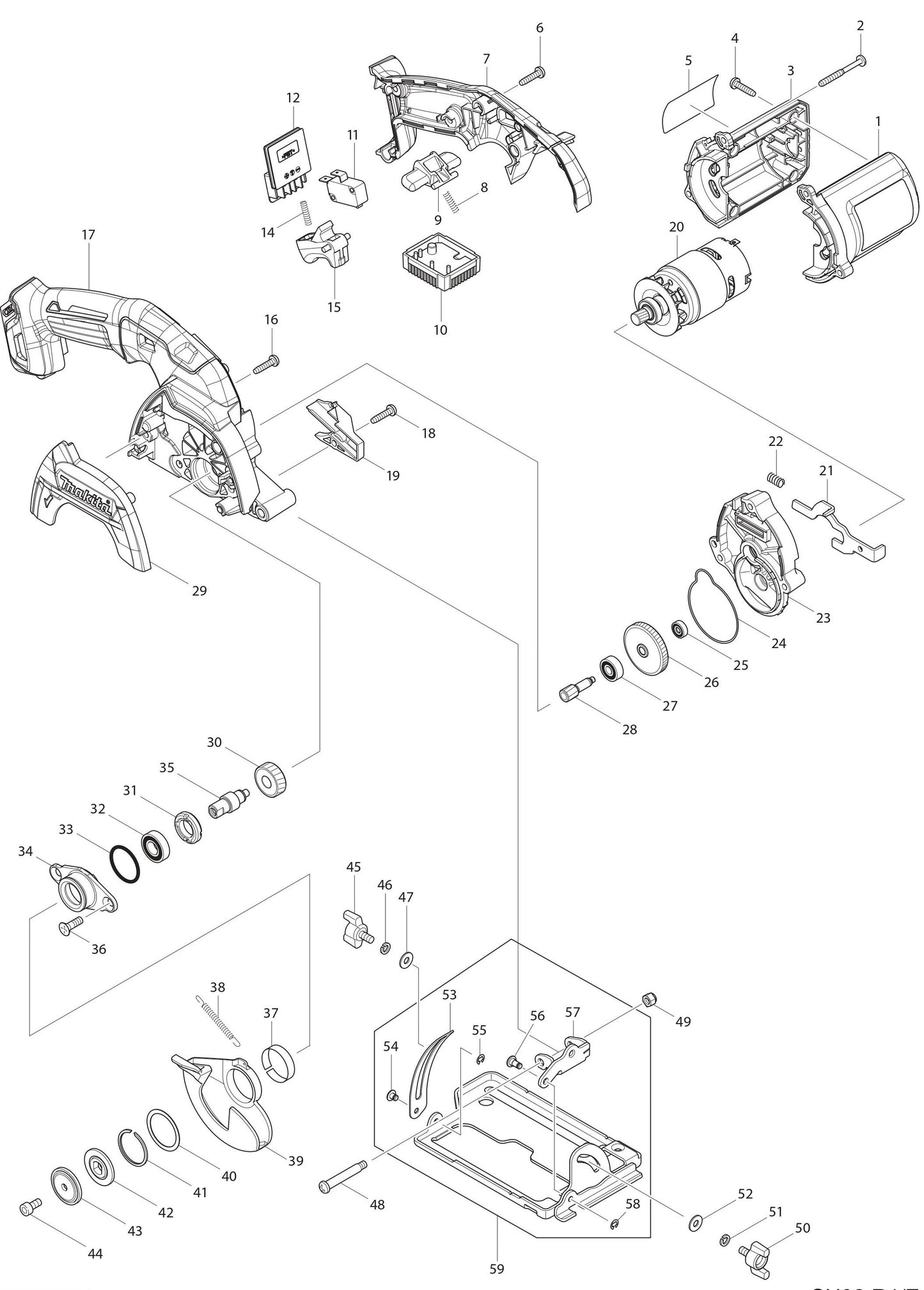 SH02Z Circular Saw Assembly Parts By Makita