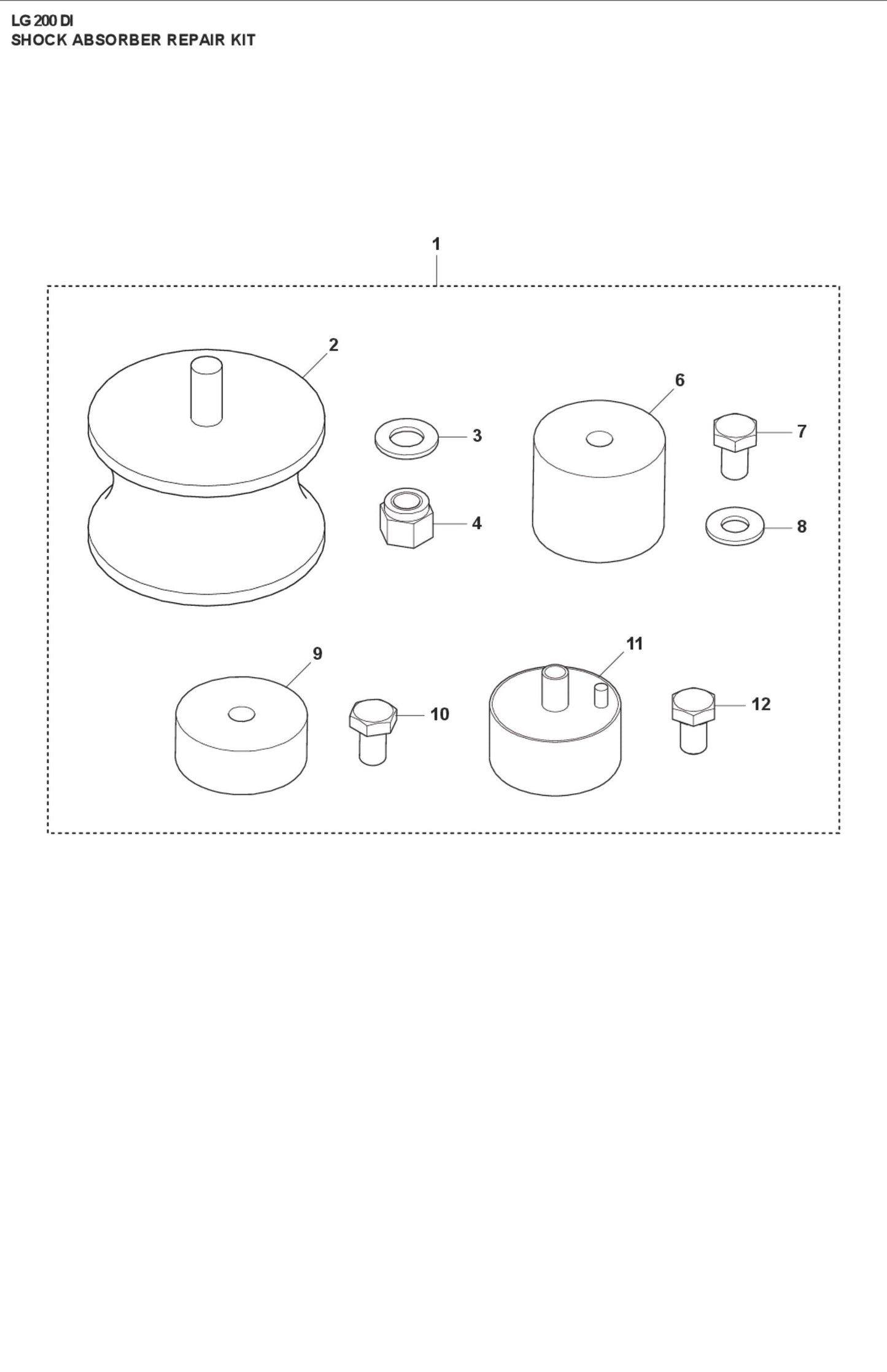 Shock Absorber Repair kit Parts For LG 200 Diesel By Husqvarna