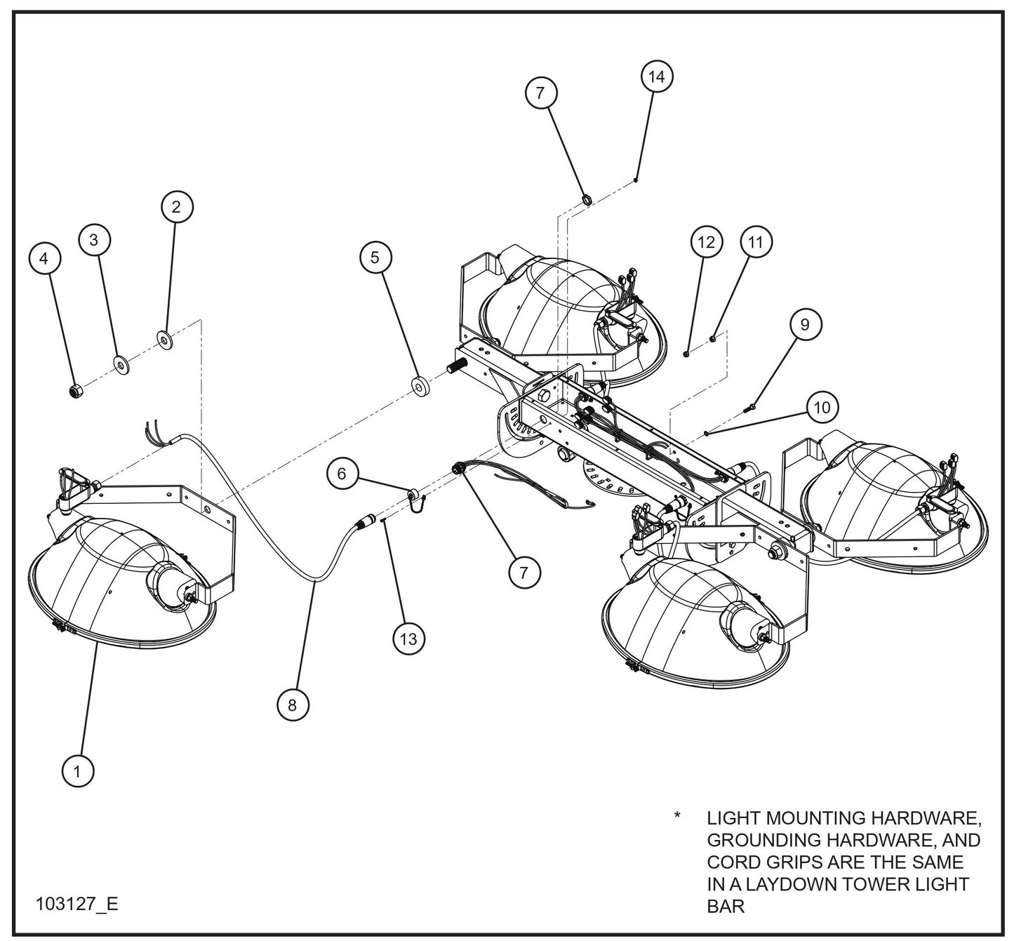 V Series Night-Lite Pro II SHO Lamp Holder Disconnect Install Group Parts By Allmand