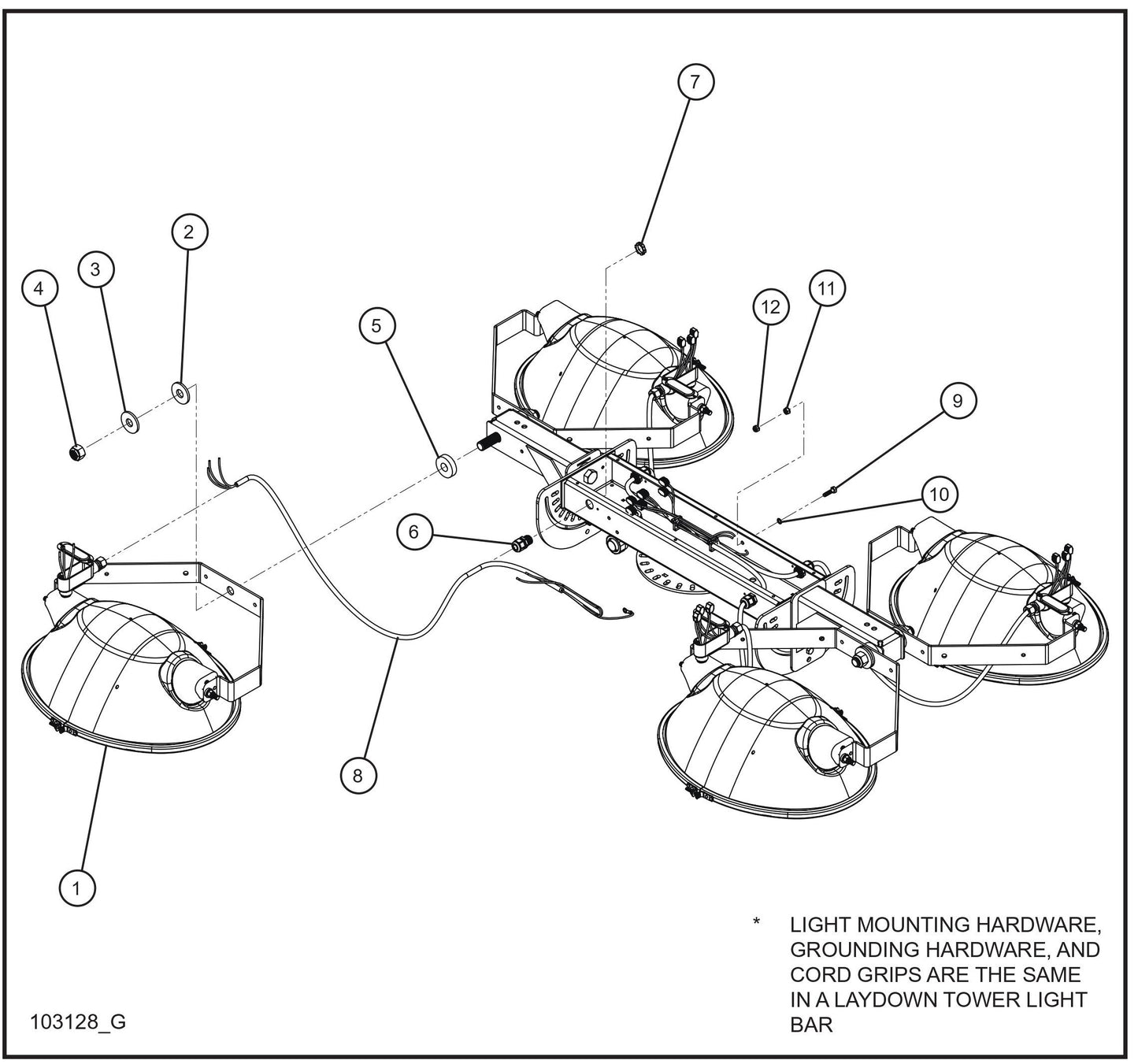 V Series Night-Lite Pro II SHO Lamp Holder Install Group Parts By Allmand
