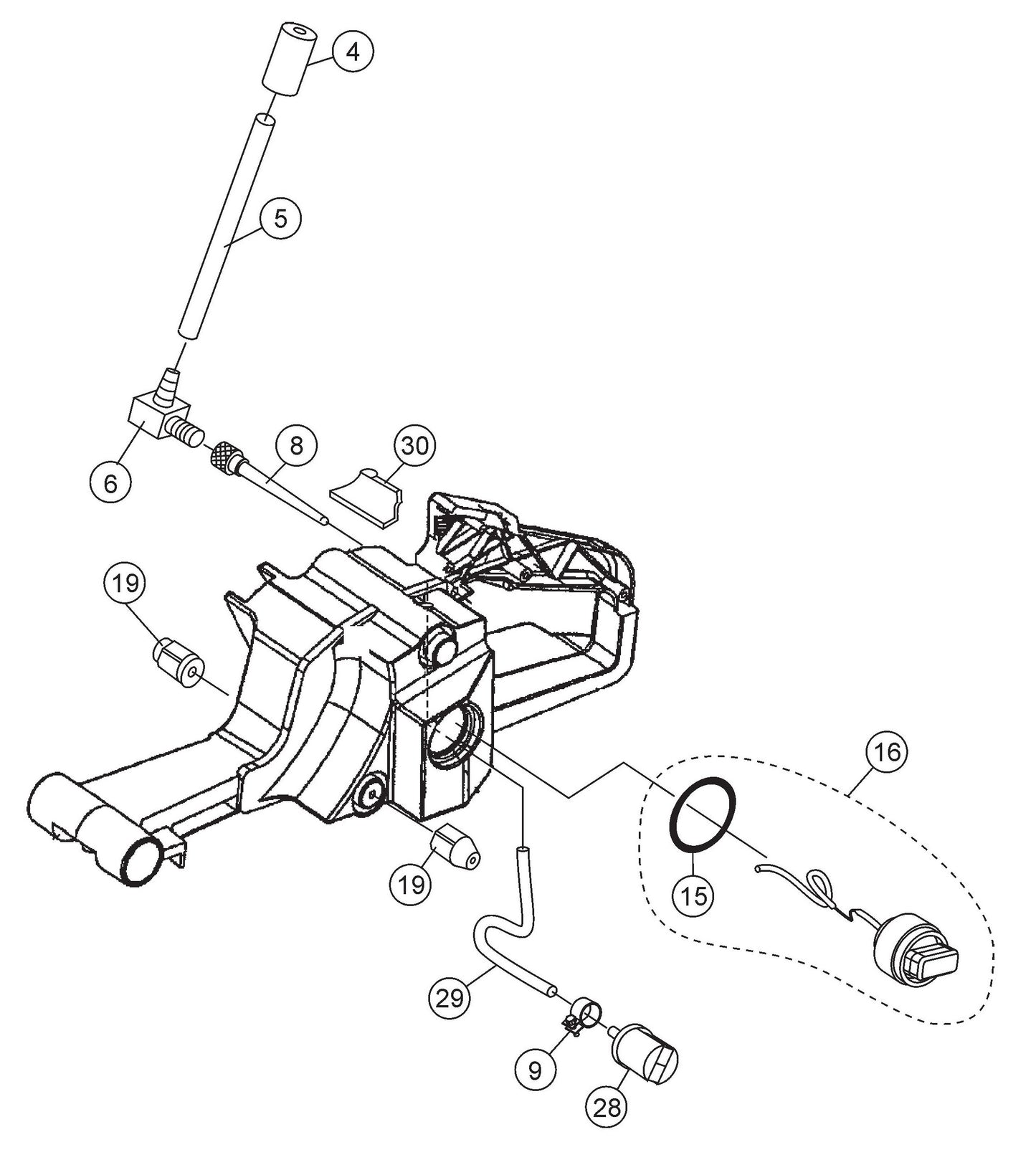 SHS62A Cut-Off Saw - Fuel Tank Assembly Parts