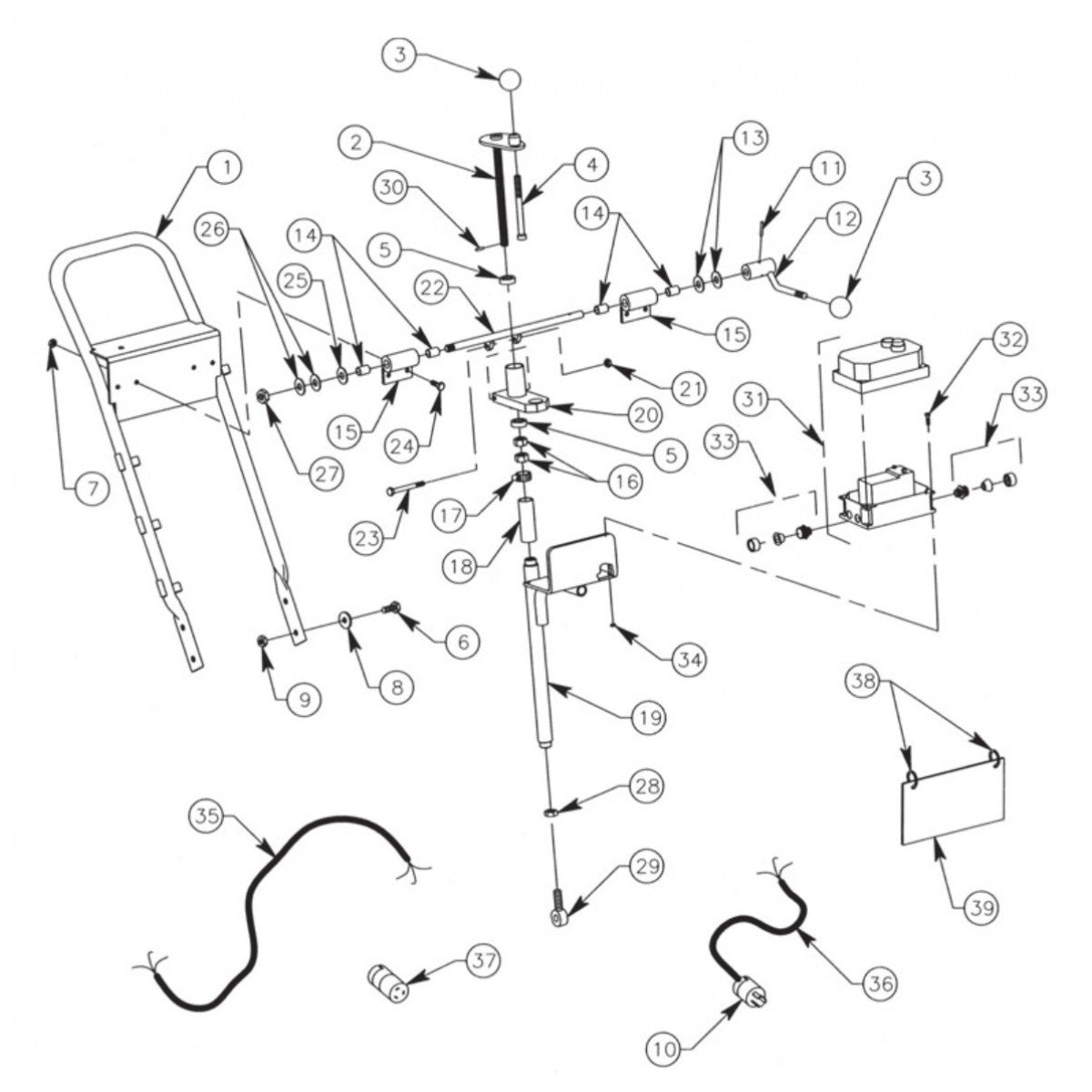 SP8E5HP50 Operator Handle Assembly SP8/E5HP Series II Surface Planers (Used Starting With Serial Number 25578) Parts By General Equipment