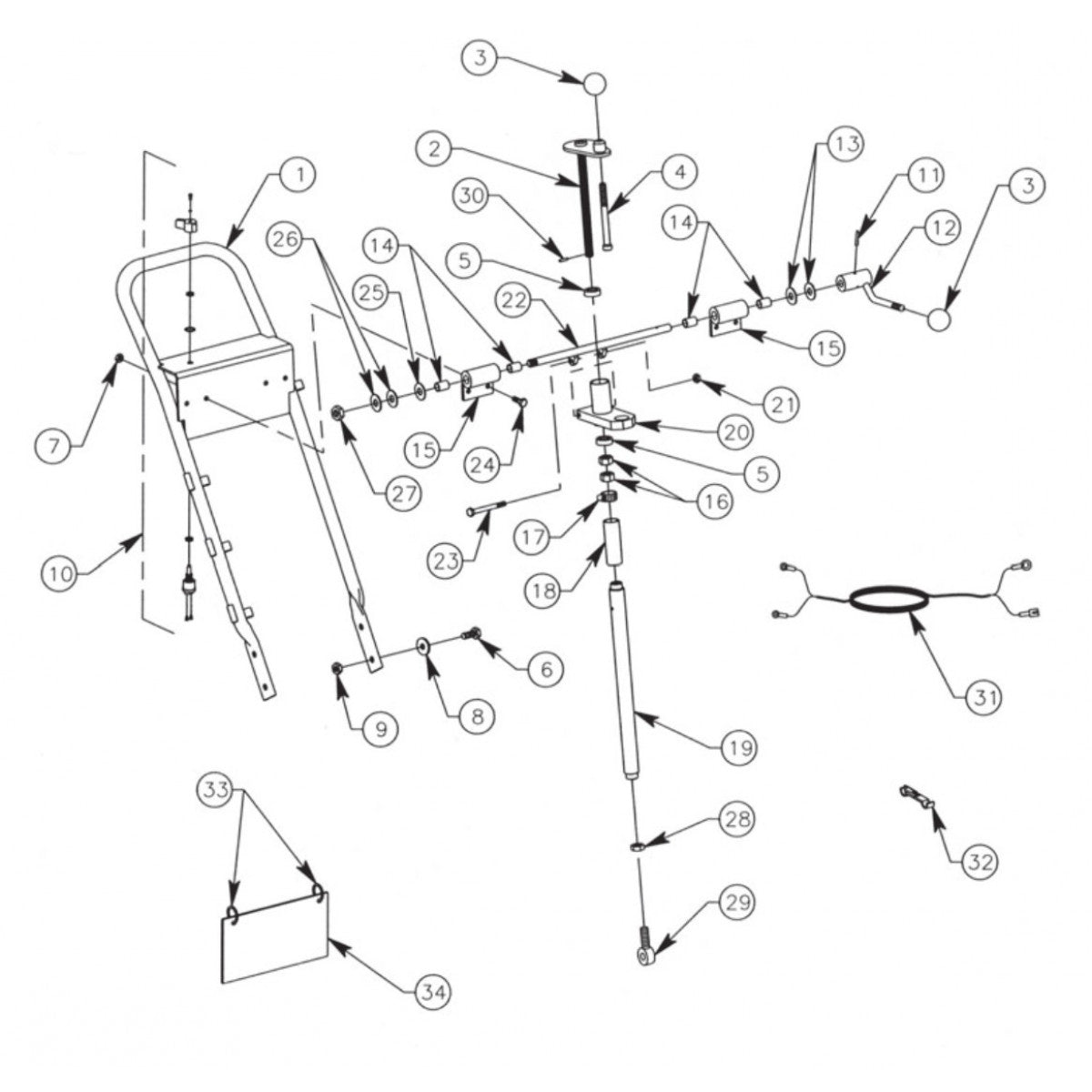 SP8E5HP50 Operator Handle Assembly SP8/GH Series II Surface Planers Parts By General Equipment