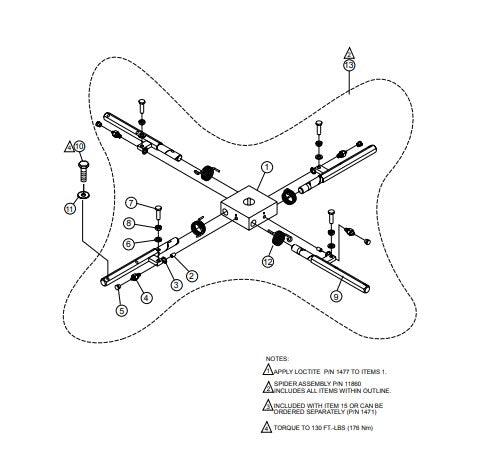 Spider Assembly Parts for CA4HM Trowels by Multiquip Whiteman