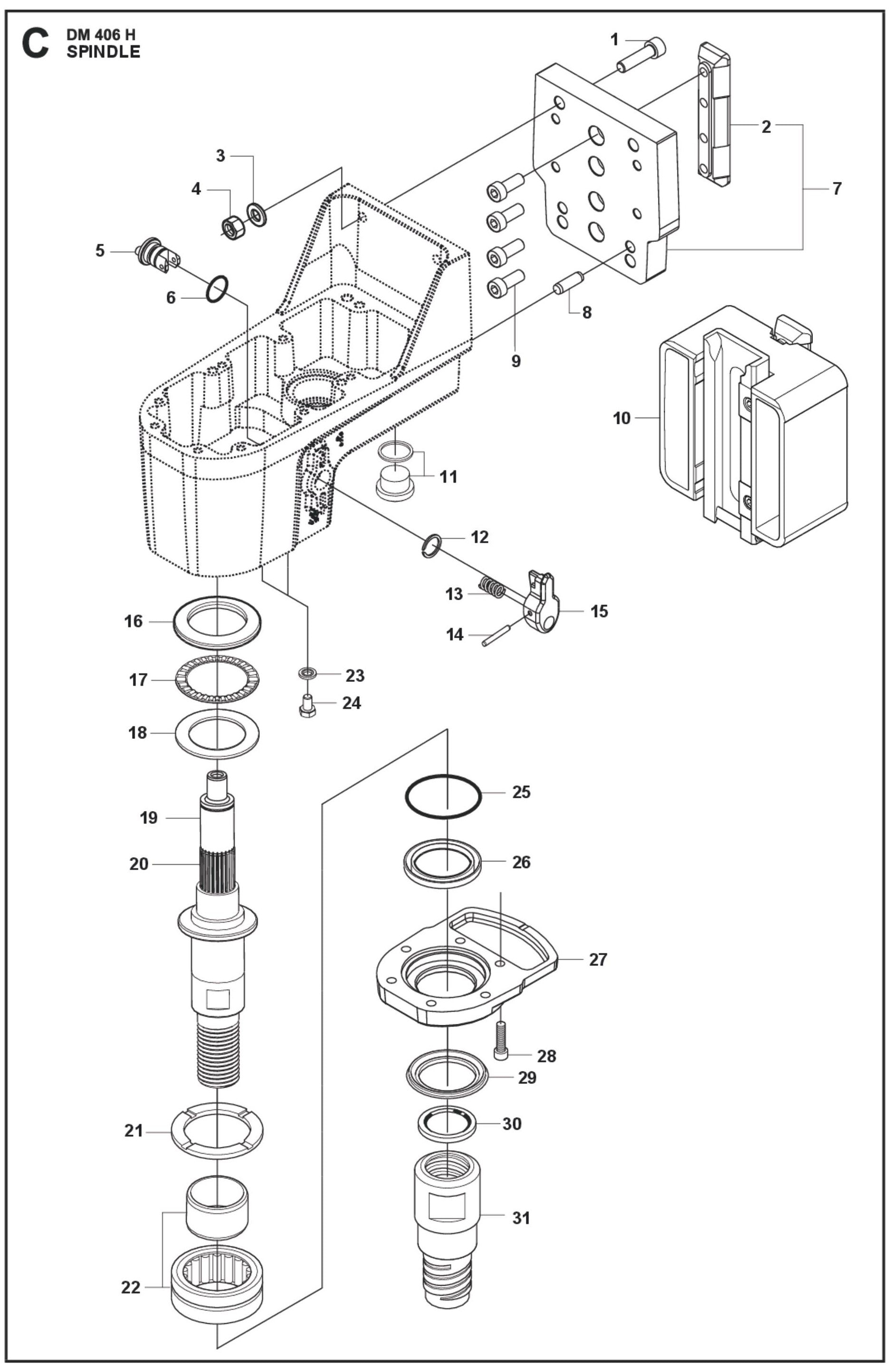 Spindle Parts For Core Drill Motor DM 406 H By Husqvarna