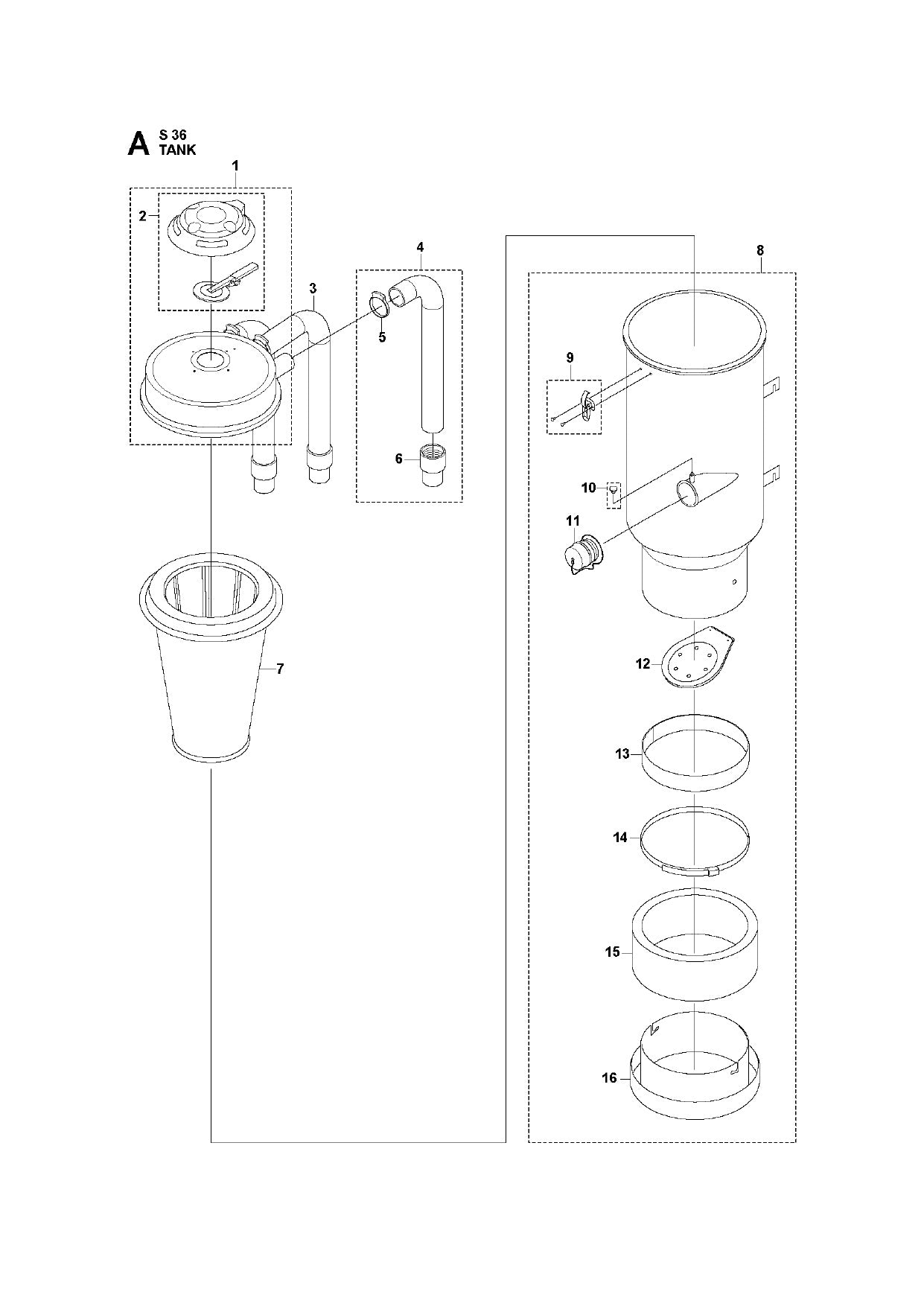 S 36 Tank Assembly Parts