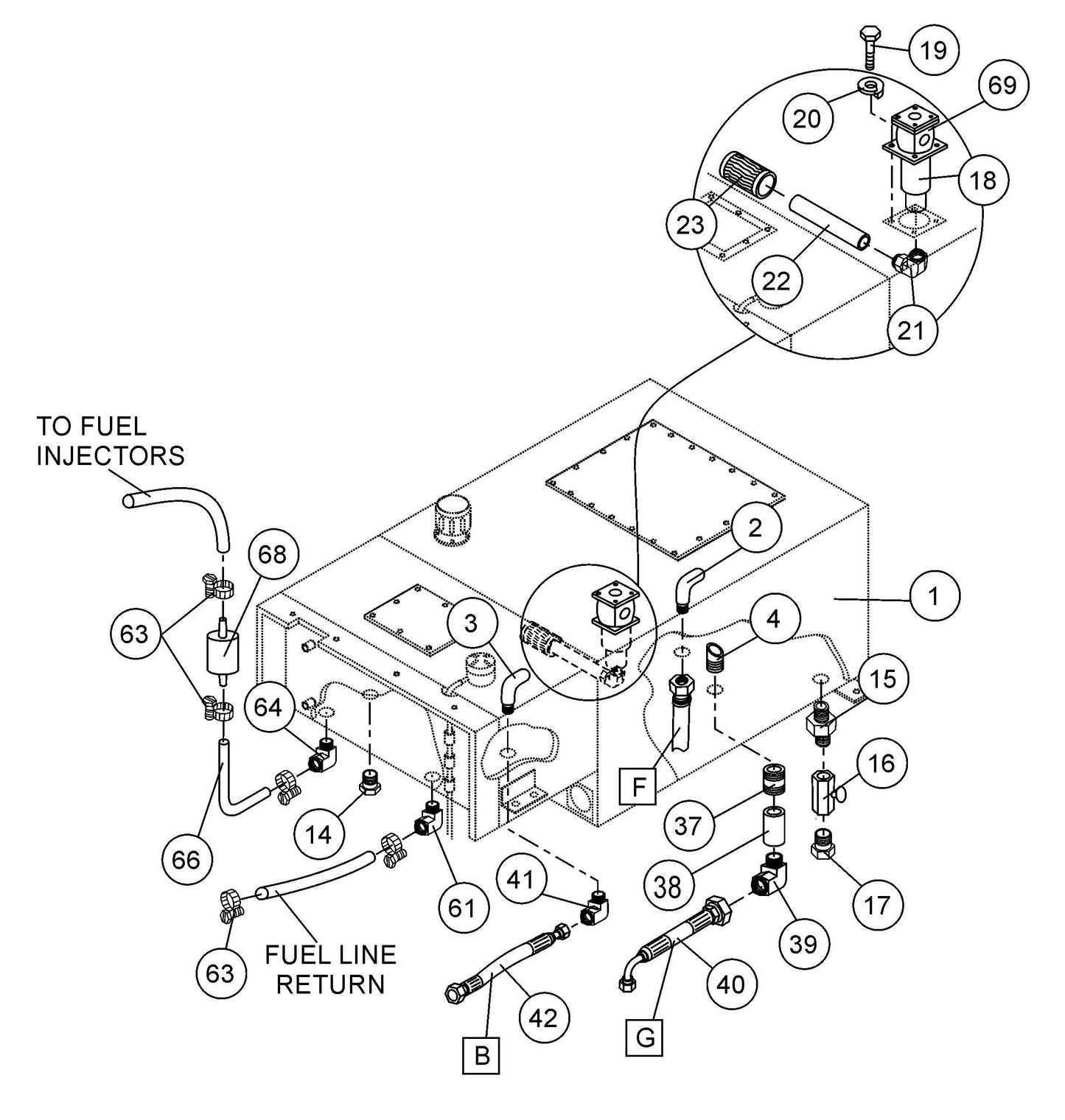 ST-45HRM Fuel and Hydraulic Tank Connections Assembly-2 Parts
