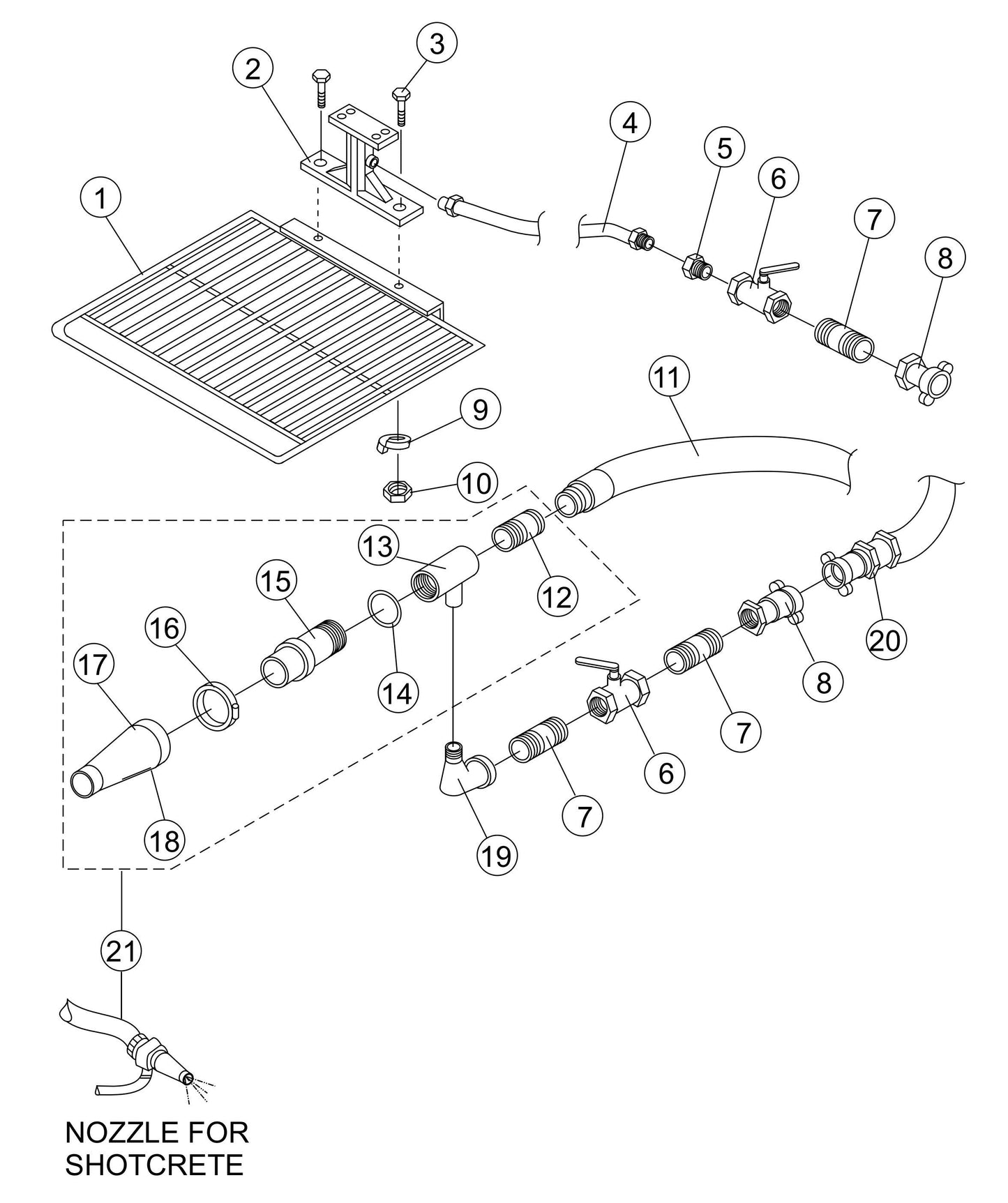 ST-45HRM Recommended Shotcrete Accessories Assembly Parts