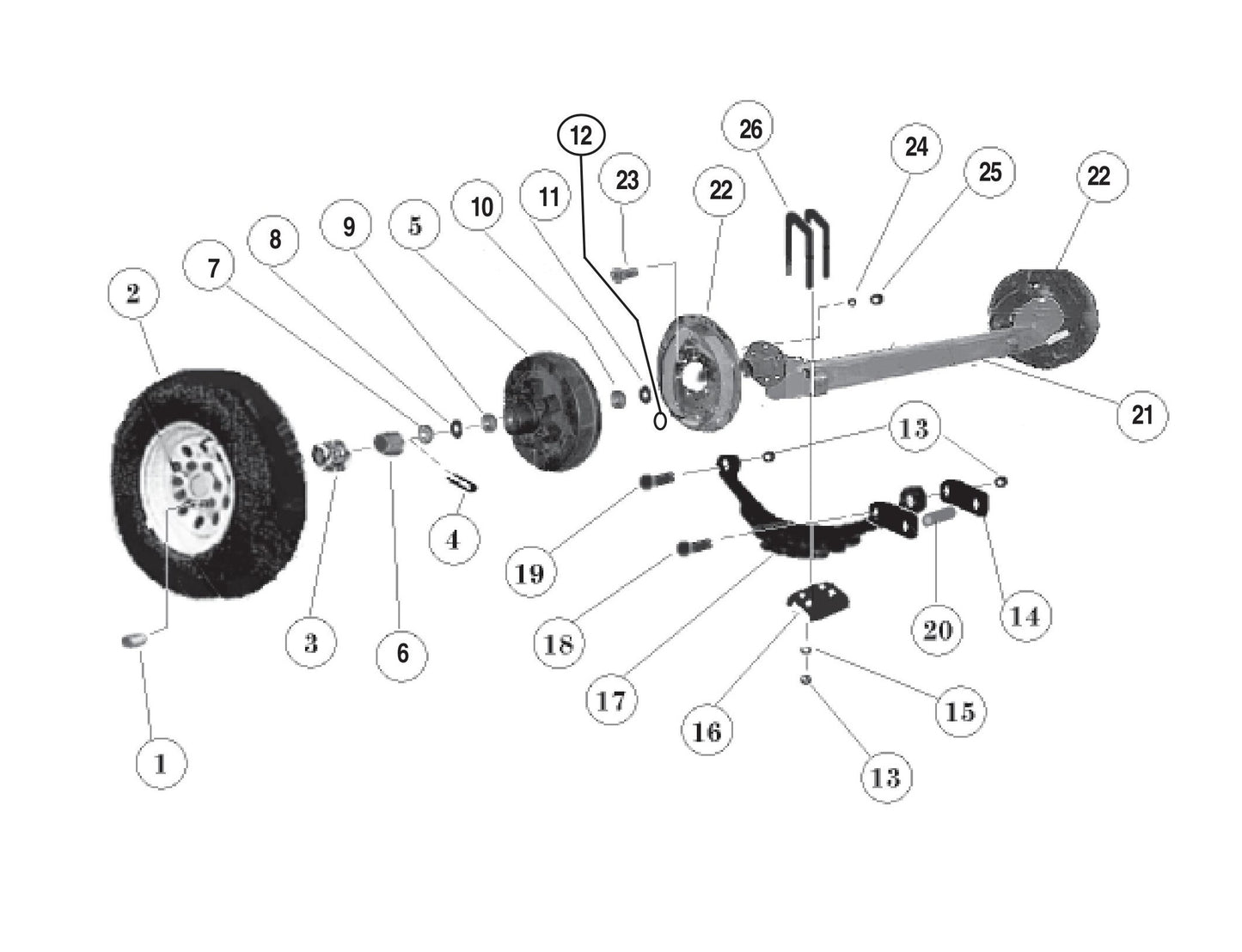 ST-70 Axle and Brakes Assembly Parts