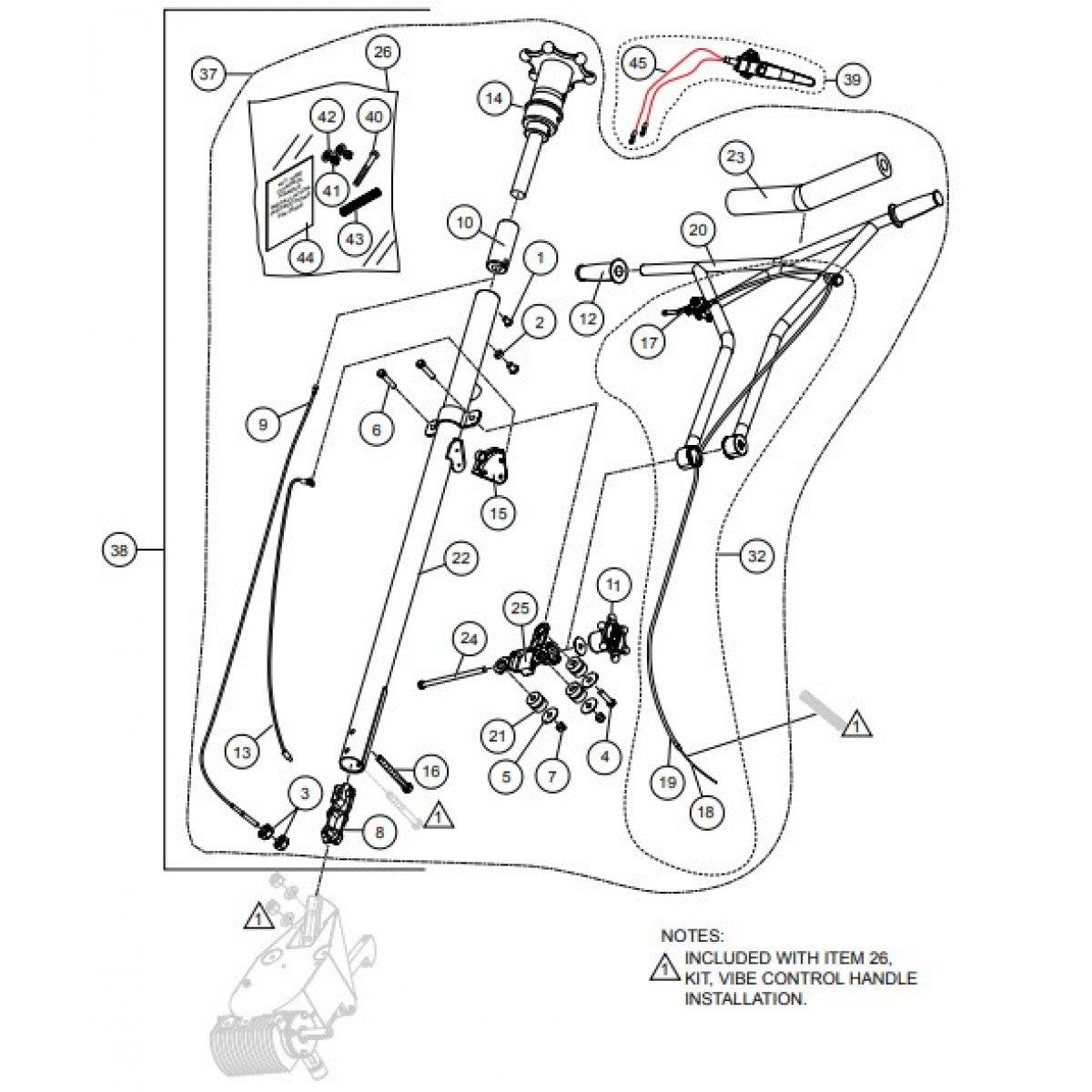 Standard Handle Assembly 2 (Vibration Control) for J36-M30-Series Trowels by Multiquip Whiteman