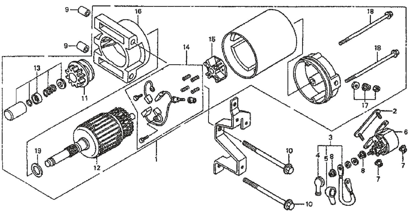 Honda GX620TXF2 Engine Starter Motor Assembly Parts For SP2 Street Pro Series By Multiquip