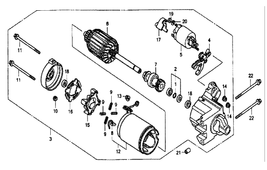 GA97HE GA9.7HE—HONDA GX610K1VD/U1VD ENGINE —Starter Motor Assembly Parts By Multiquip