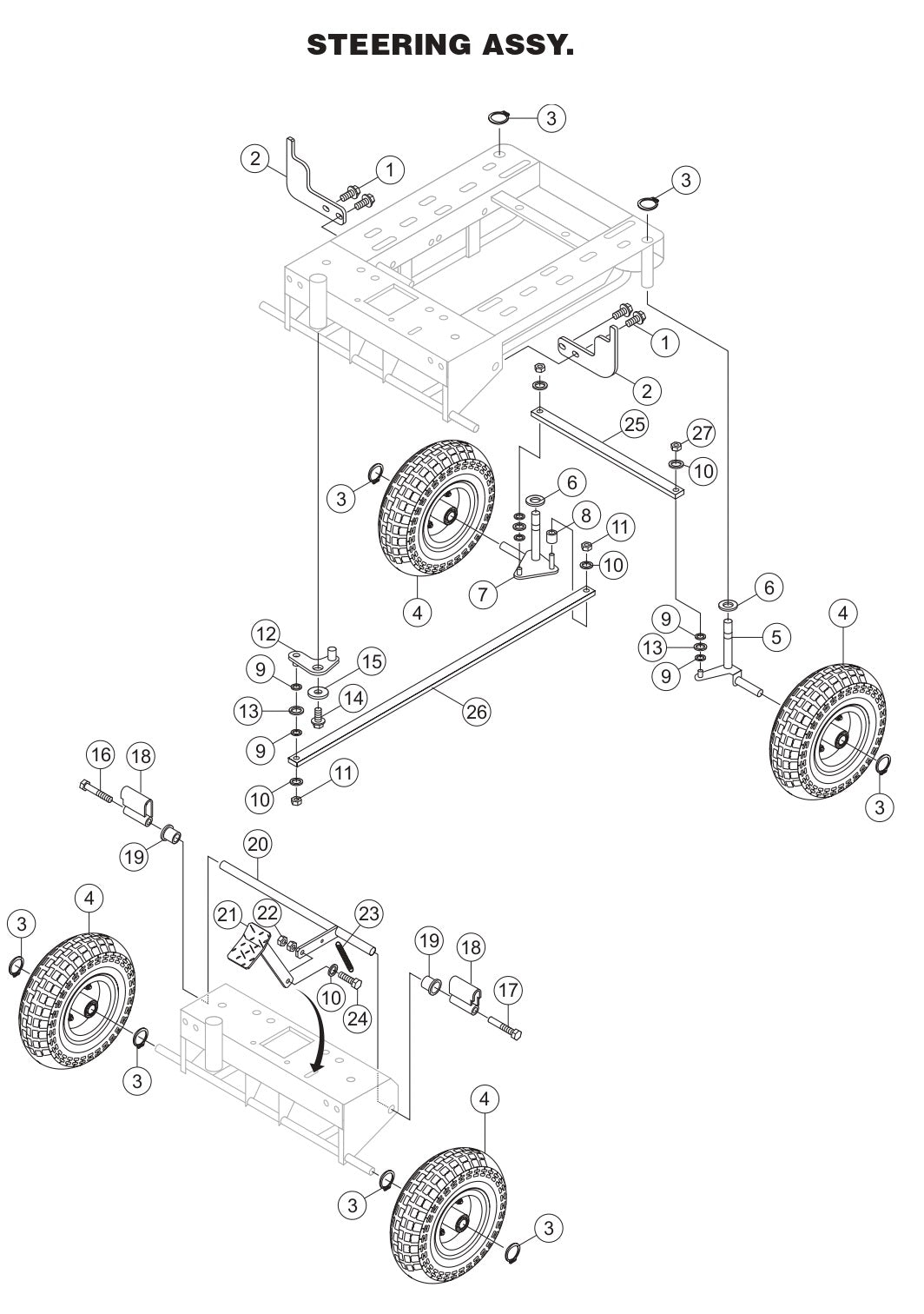 GB43SC GloBug Lighting System Steering Assembly Parts by Multiquip