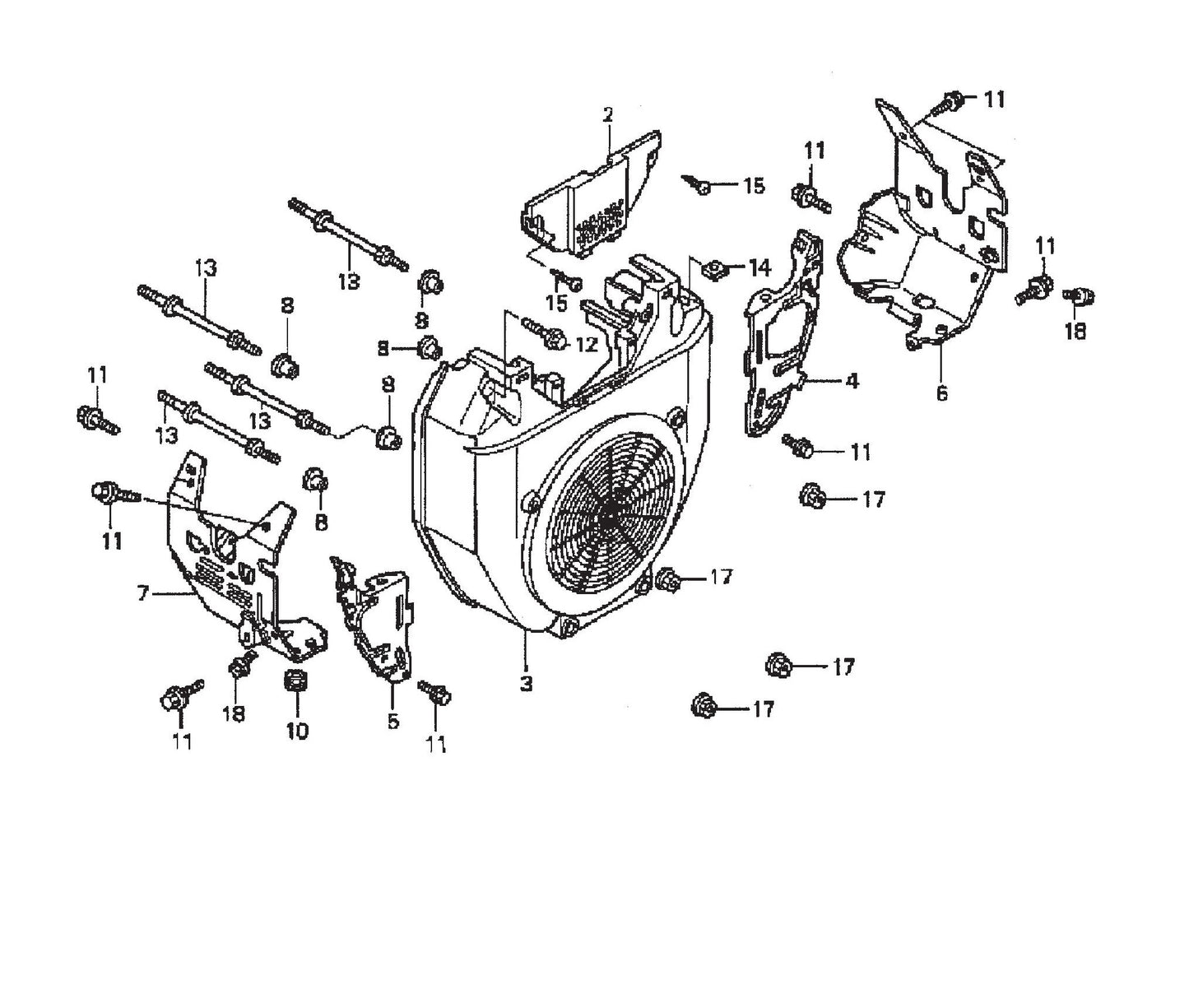 STR36SP HONDA GX670TAF-Fan Cover Assembly Parts