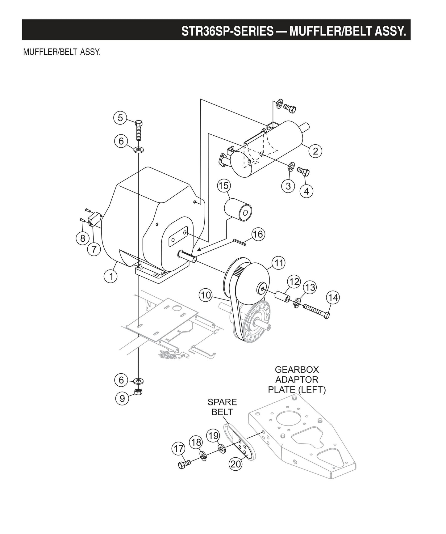 STR36SP STOW-Muffler/Belt Assembly