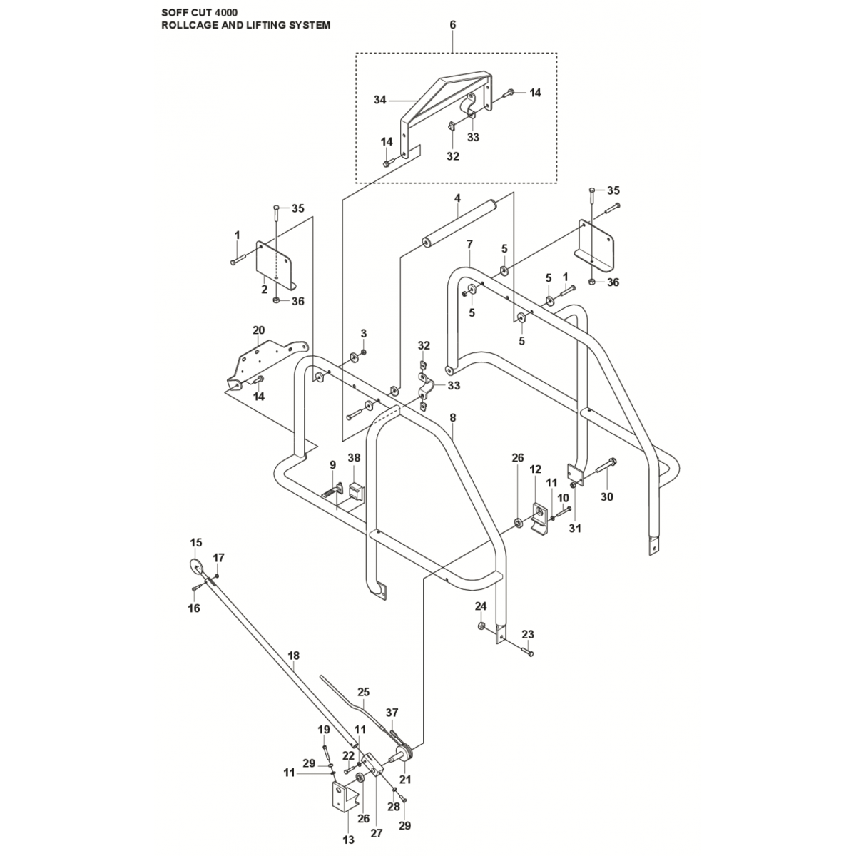 Rollcage and Lifting System Parts for Husqvarna Soff-Cut 4000 Saw
