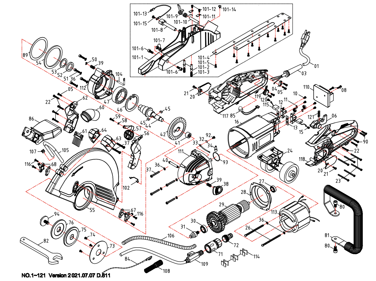 C14 PRO Electric Handheld Saw Assembly Parts
