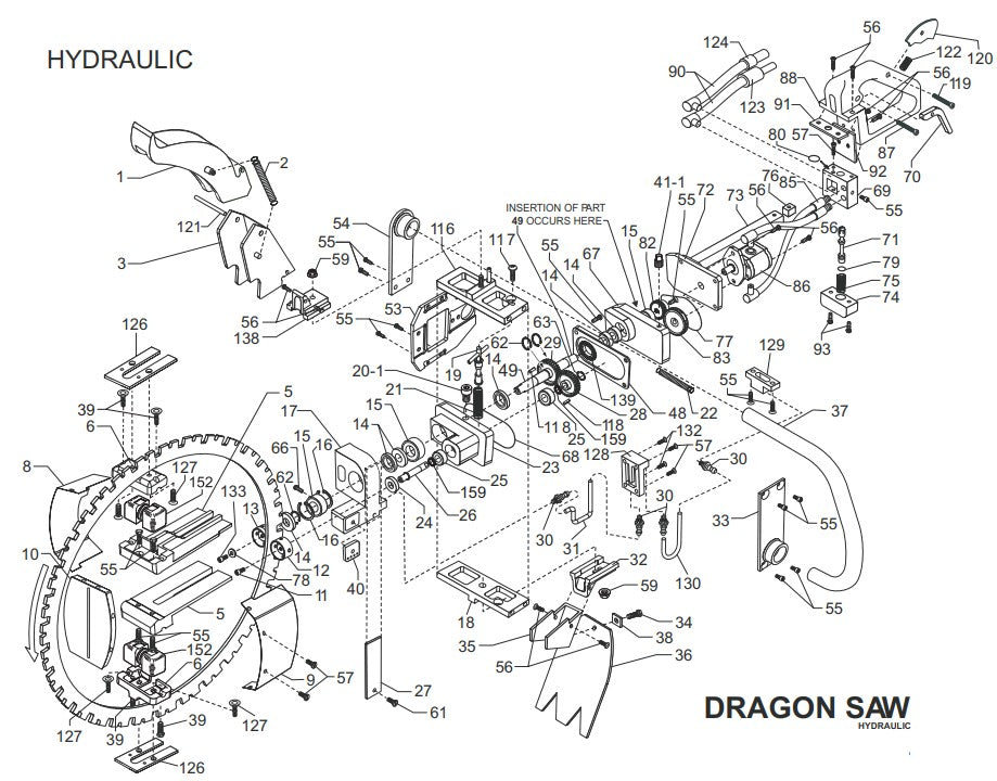HDS60/GDS60 EDS60 Hydraulic Dragon Saw Assembly Parts