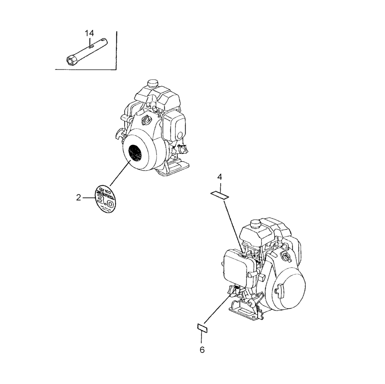 Labels Assembly Parts-MTX60HD Honda GX100UKRBF Engine