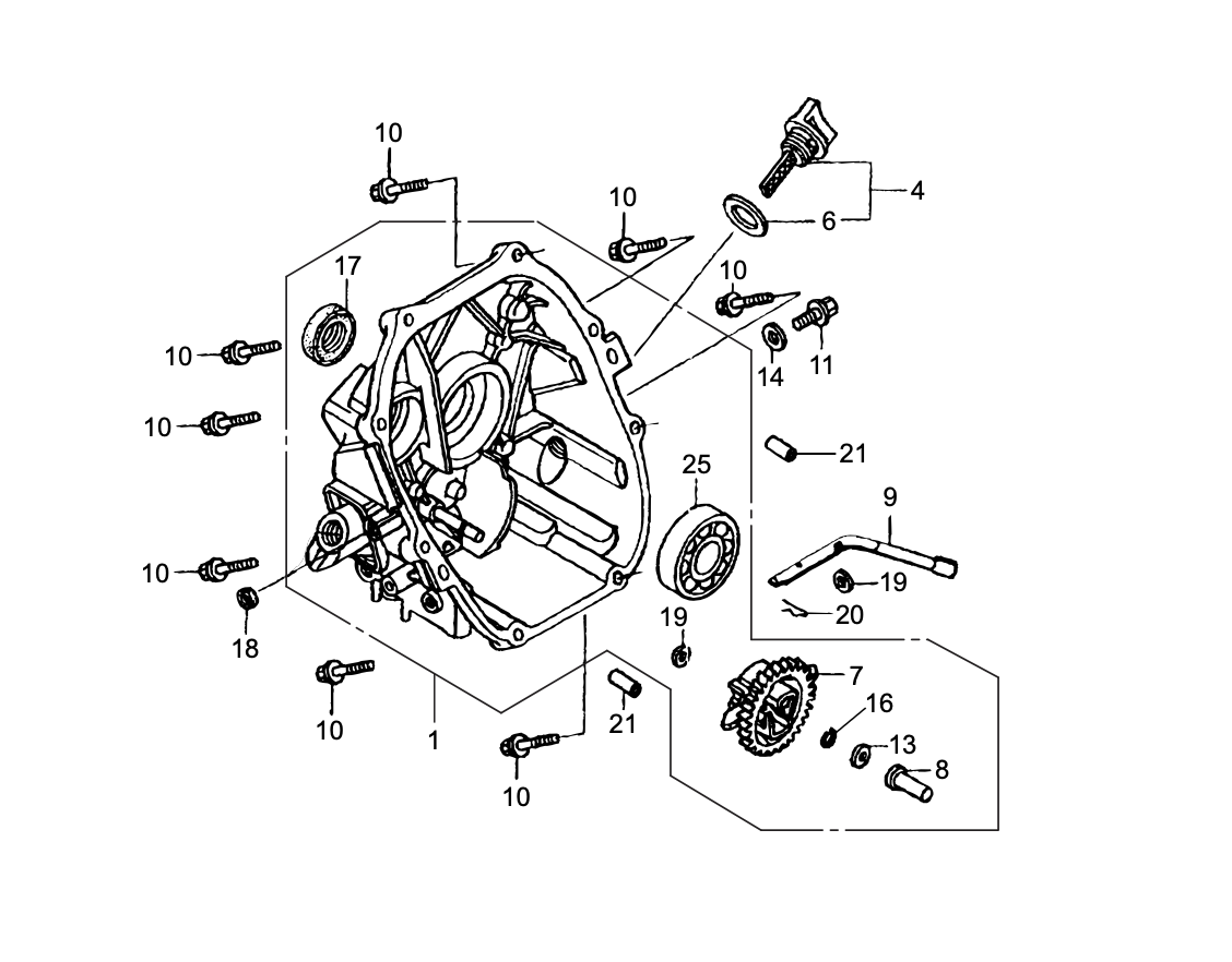 Crankcase Cover Assembly Parts-MTX50HD Honda GX100RTKRBF Engine