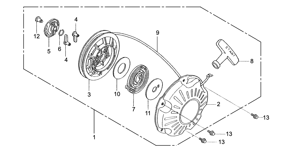 Recoil Starter Assembly Parts-MTX50HD Honda GX100RTKRBF Engine