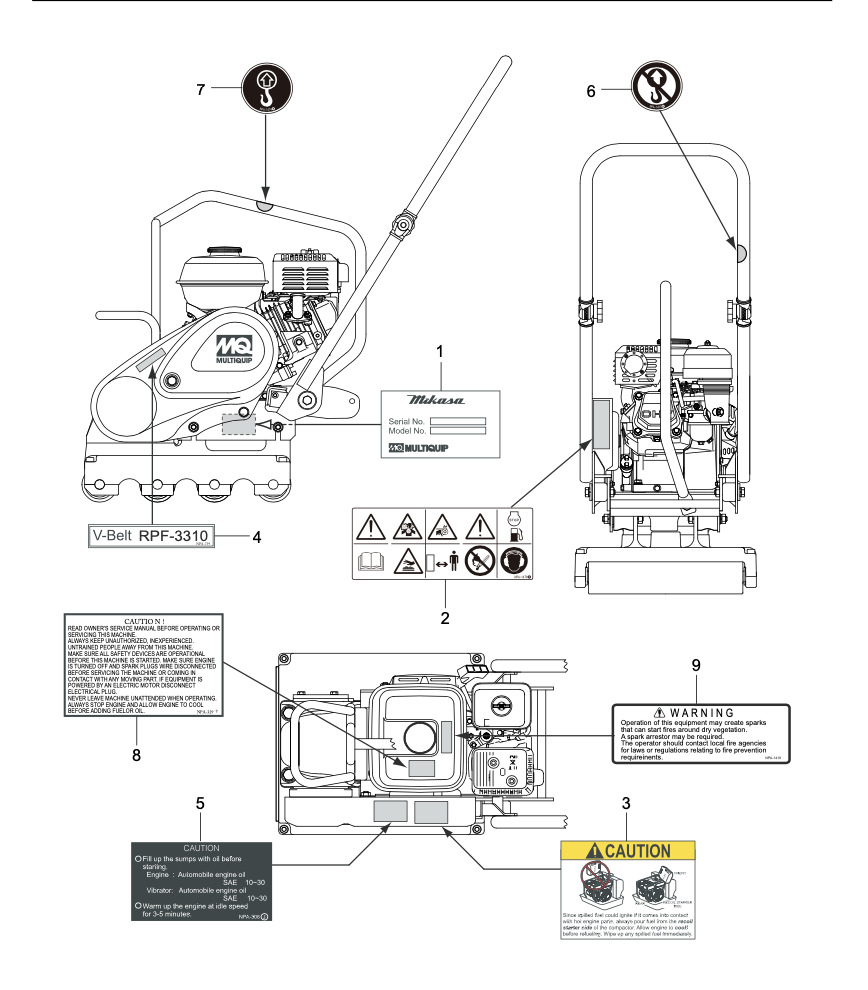 MVB85H Plate Compactor — Name Plate And Decals