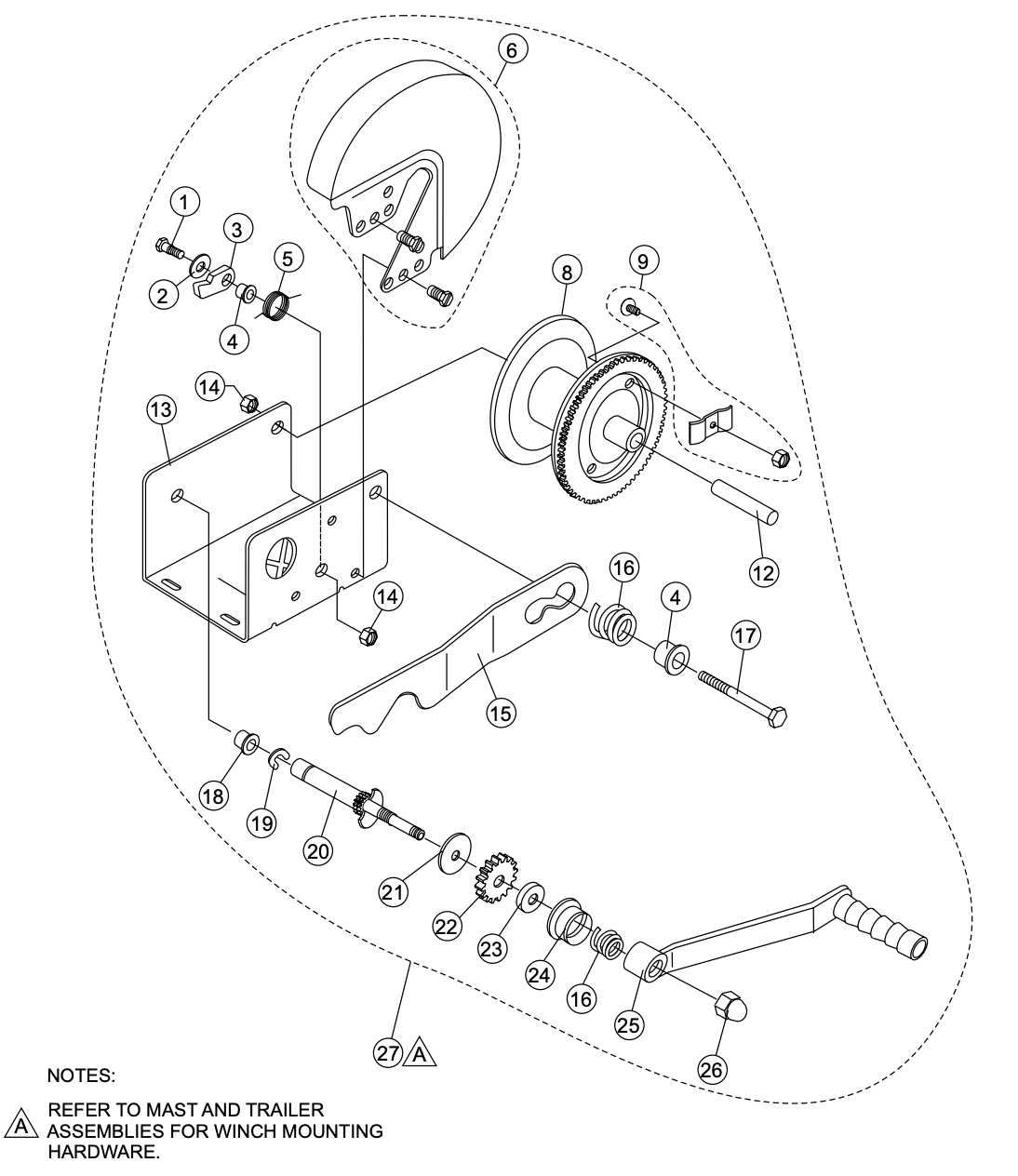 LT12 Light Tower Series Winch (Dutton-Lainson) Assembly Parts by Multiquip