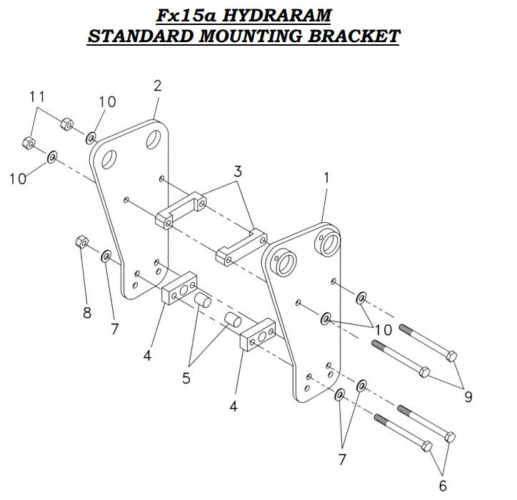 Hydraram Standard Mounting Bracket Parts for Fx15a Hydraulic Breaker by FRD Kent