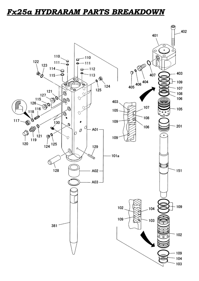 Fx25a Hydraram Parts Breakdown