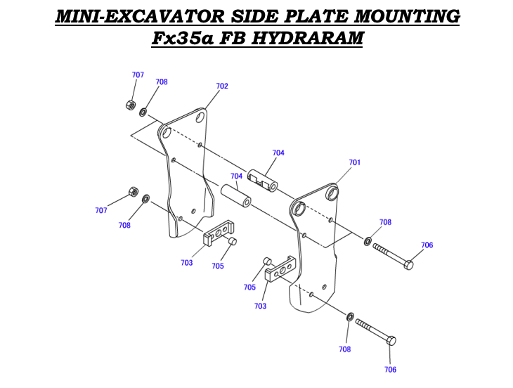 Fx35a FB Hydraram Mini-Excavator Side Plate Mounting