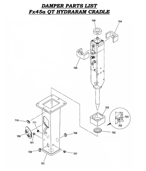 Fx45a QT Hydraram Cradle Damper Parts List