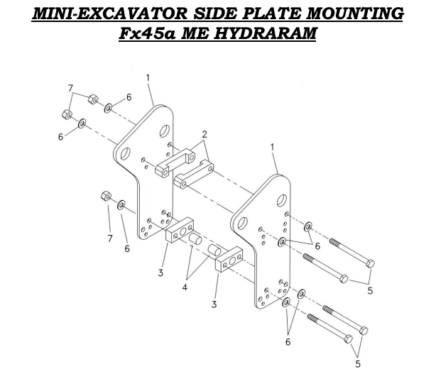 Fx45a ME Hydraram Mini-Excavator Side Plate Mounting