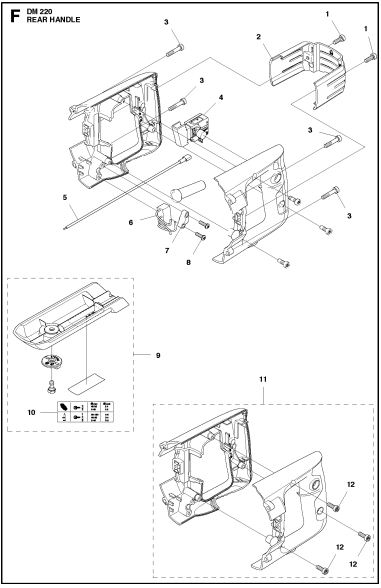 DM 220 Rear Handle Assembly Parts