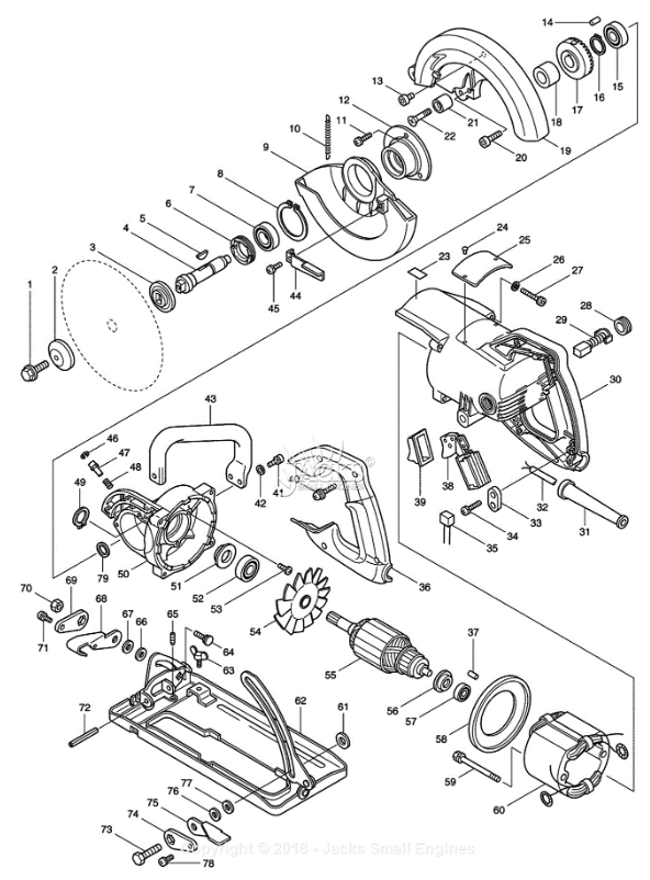 5077B Hypoid Saw Assembly Parts