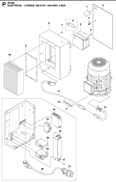 Electrical- 3- Phase, 380-415V/440-480v, 4,0 kW Assembly Parts For PG 540 4 KW By Husqvarna