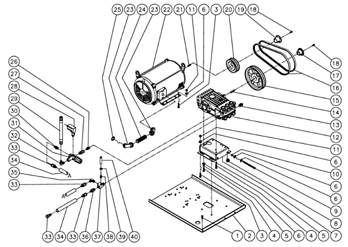 HHS-2004/3004-0E2G/0E3G/0E4G/0E8G/0E9G, HHS-3005-0E3G/0E4G/0E9G Motor/Pump Assembly Parts By MiTM