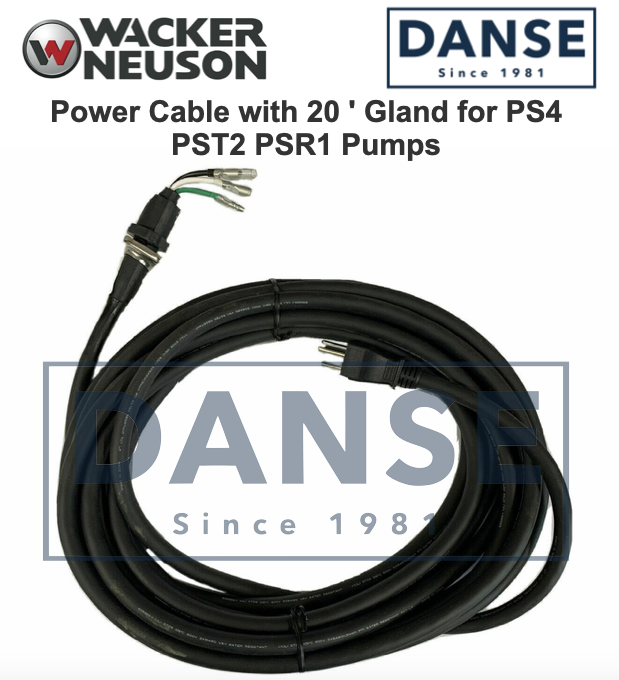 Wacker Power Cable with 20 ' Gland for PS4 11003HF, PST2 400, PSR1 500 Pumps 0150406 5000150406