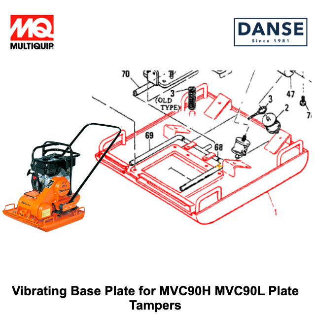 Vibrating Base Plate for MVC90H MVC90L Plate Tampers by Multiquip Mikasa 402100430